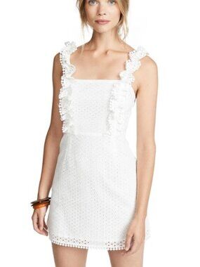 the lineup white eyelet mini dress, size medium